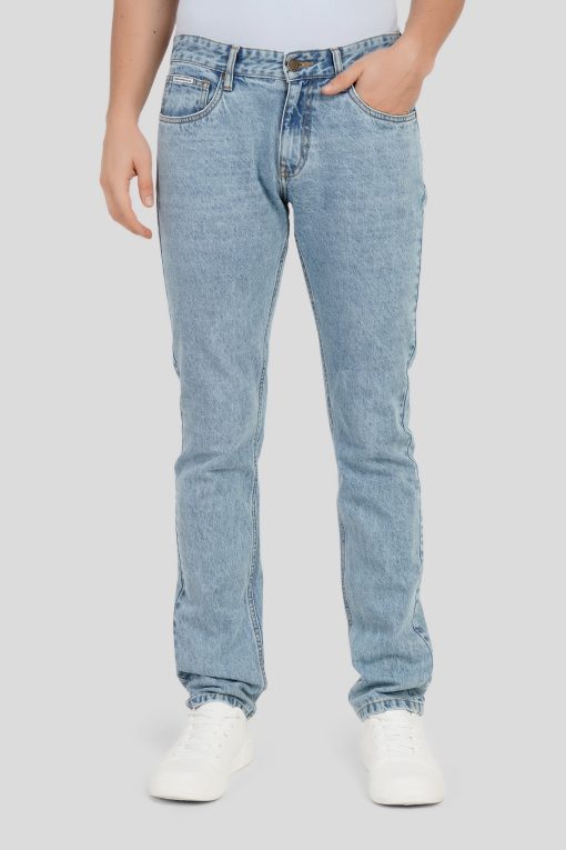 Sky Blue Low Rise Men's Straight Jeans