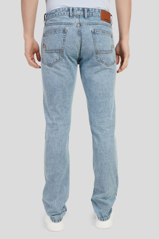 Sky Blue Low Rise Men's Straight Jeans - Image 2