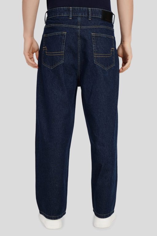 Dark Blue Mid Rise Men's Baggy Jeans - Image 2