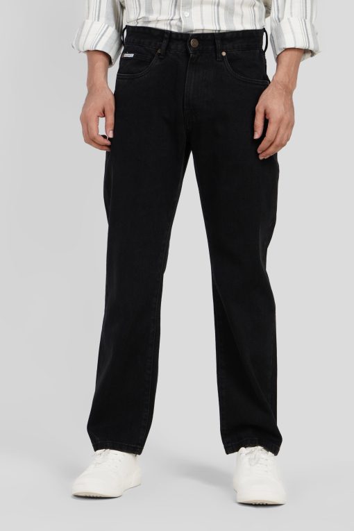 Black Mid Rise Men's Straight Jeans