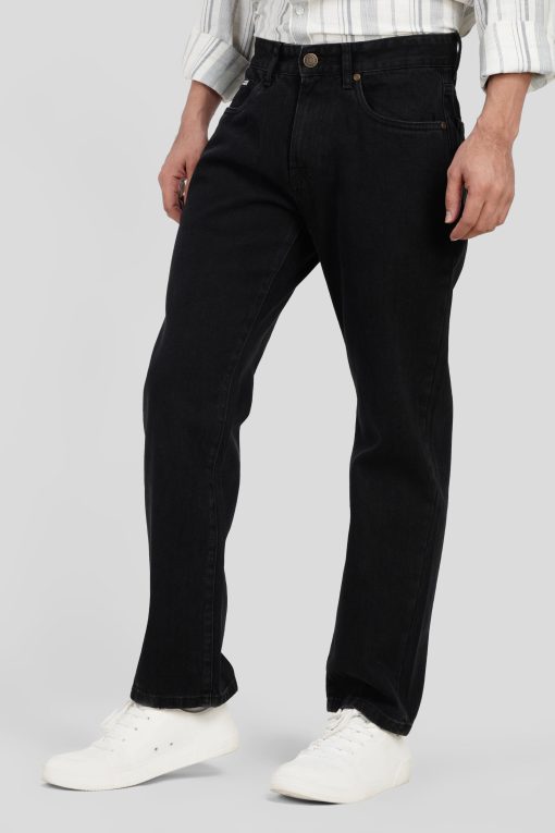 Black Mid Rise Men's Straight Jeans - Image 2