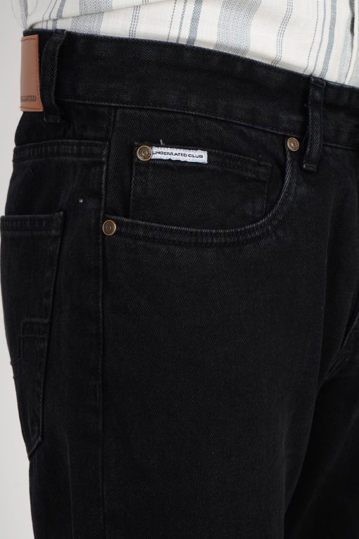 Black Mid Rise Men's Straight Jeans - Image 3