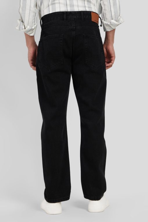 Black Mid Rise Men's Straight Jeans - Image 5